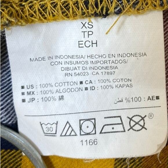 Old Navy Boyfriend Flannel Popover Shirt Yellow Plaid 1/2 Button Up Hi-Lo XS - Picture 7 of 11